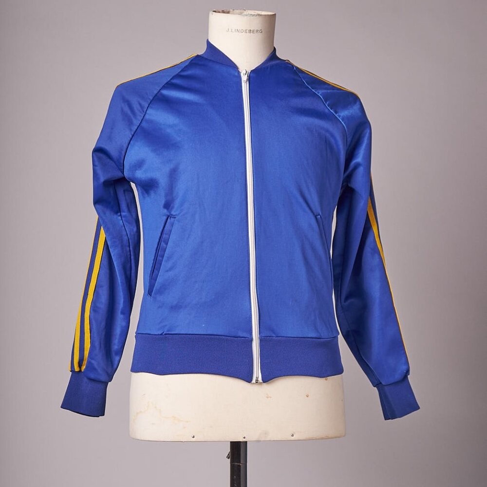 1980s Blue and Yellow Nylon Swimming Track Jacket